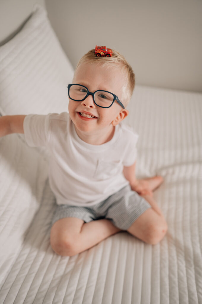 Sibling during in-home newborn session